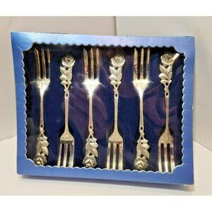 Vtg Antiko 100 Hildesheimer Rose Forks Set of 6 in Original Box